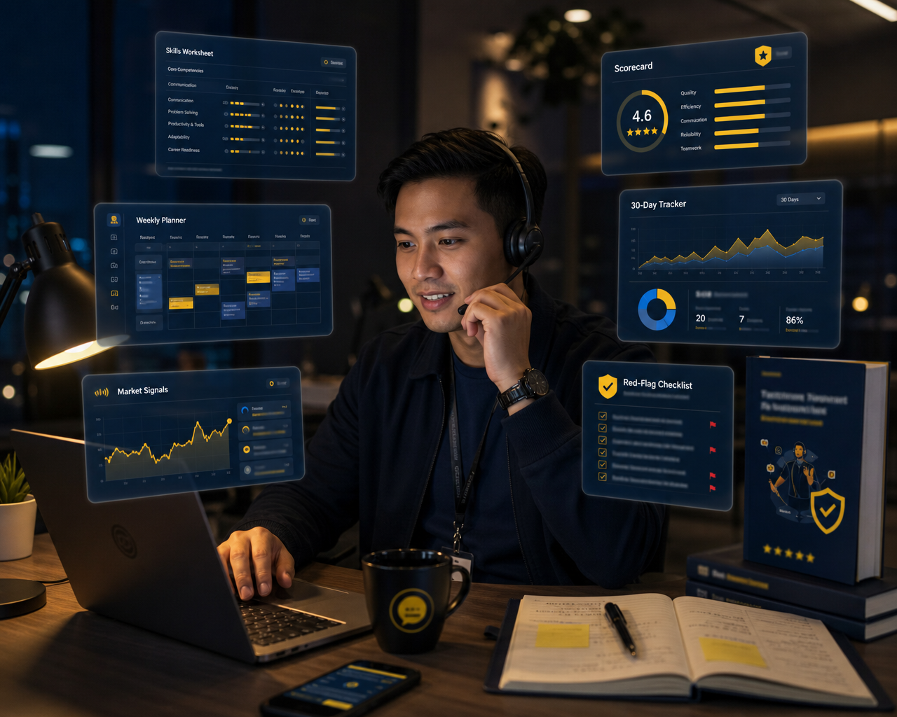 Main guide of the BPO Employee Side Hustle Starter System with its implementation workbooks